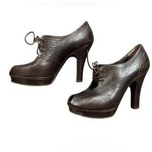 Fendi Chocolate brown peep toe lace ups 
Sz. 37 1/2